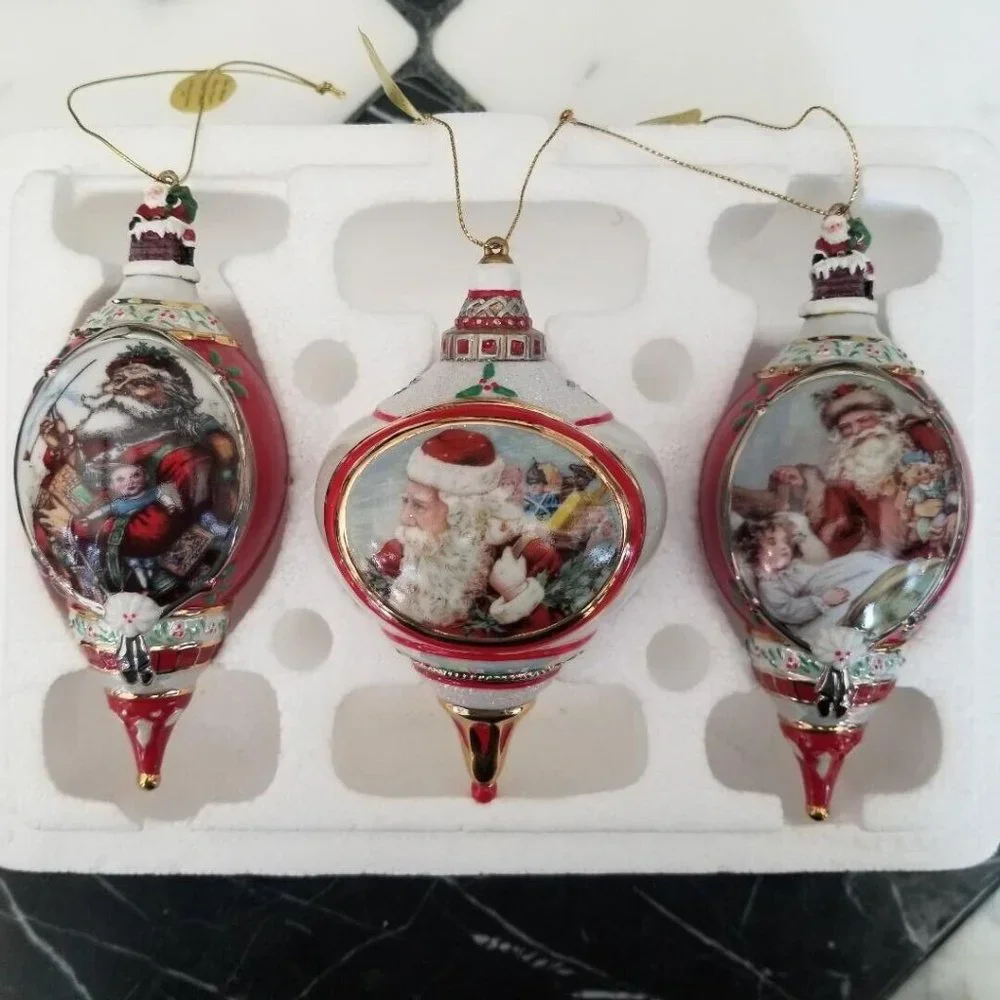 VNTG 2000 Bradford Exchange Santa Millennial Porcelain Ornaments Collection # 3 - Picture 1 of 10